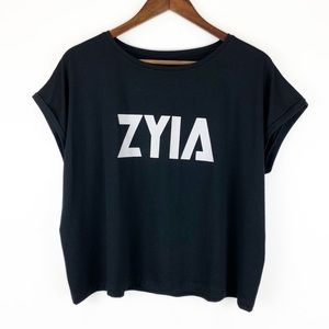 Zyia NWT Black Shoulder Short Sleeve Tee M